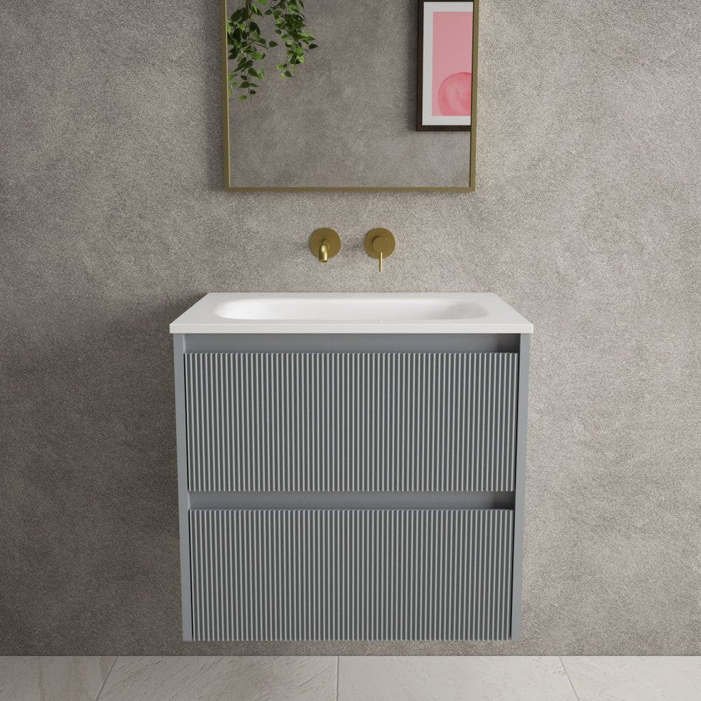 Scanalato Double Drawer Vanity Unit  With Beyondstone Basin - Dove Grey 600mm