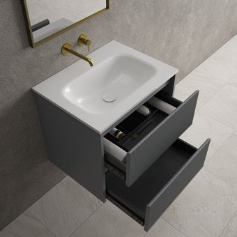 Scanalato Double Drawer Vanity Unit  With Beyondstone Basin - Dove Grey 600mm