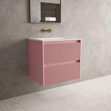 Scanalato Double Drawer Vanity Unit  With Beyondstone Basin - Dusky Pink 600mm