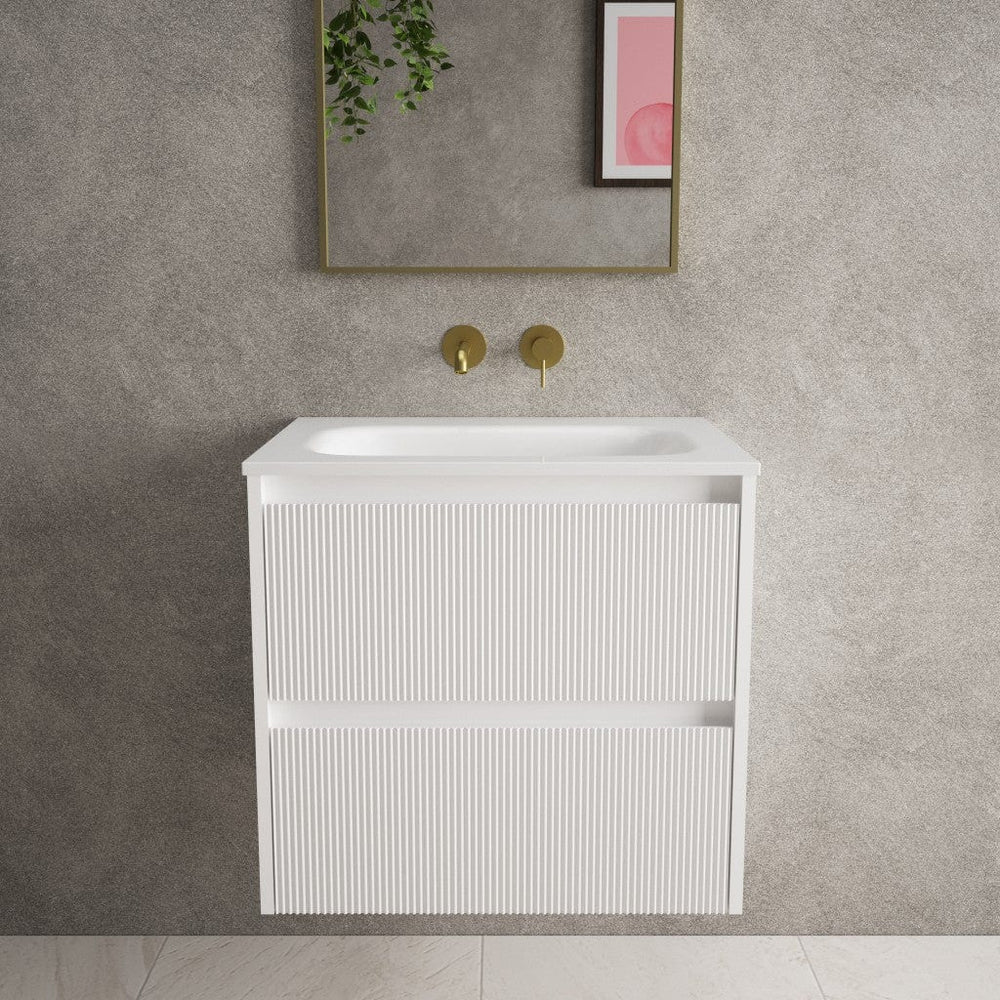 Scanalato Double Drawer Vanity Unit  With Beyondstone Basin - Pure White 600mm