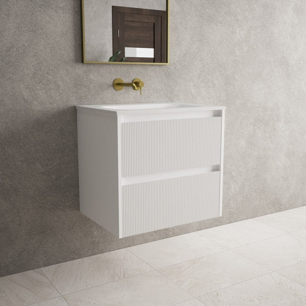 Scanalato Double Drawer Vanity Unit  With Beyondstone Basin - Pure White 600mm