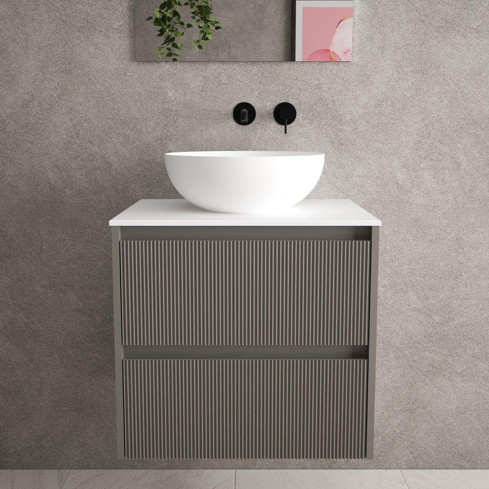 Scanalato Double Drawer Countertop Vanity Unit - Rich Taupe 600mm