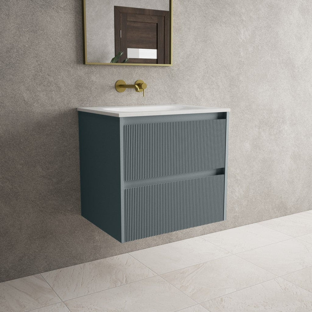 Scanalato Double Drawer Vanity Unit  With Beyondstone Basin - Anthracite 600mm