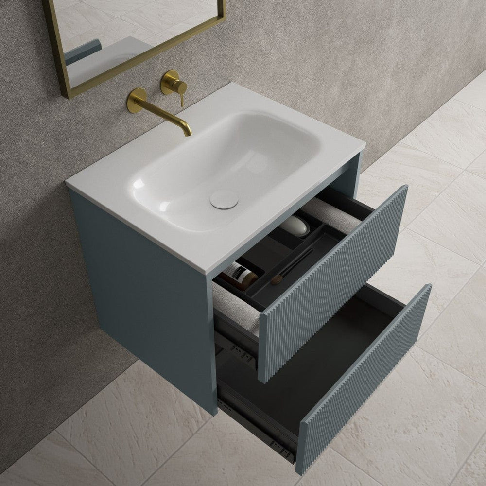 Scanalato Double Drawer Vanity Unit  With Beyondstone Basin - Anthracite 600mm