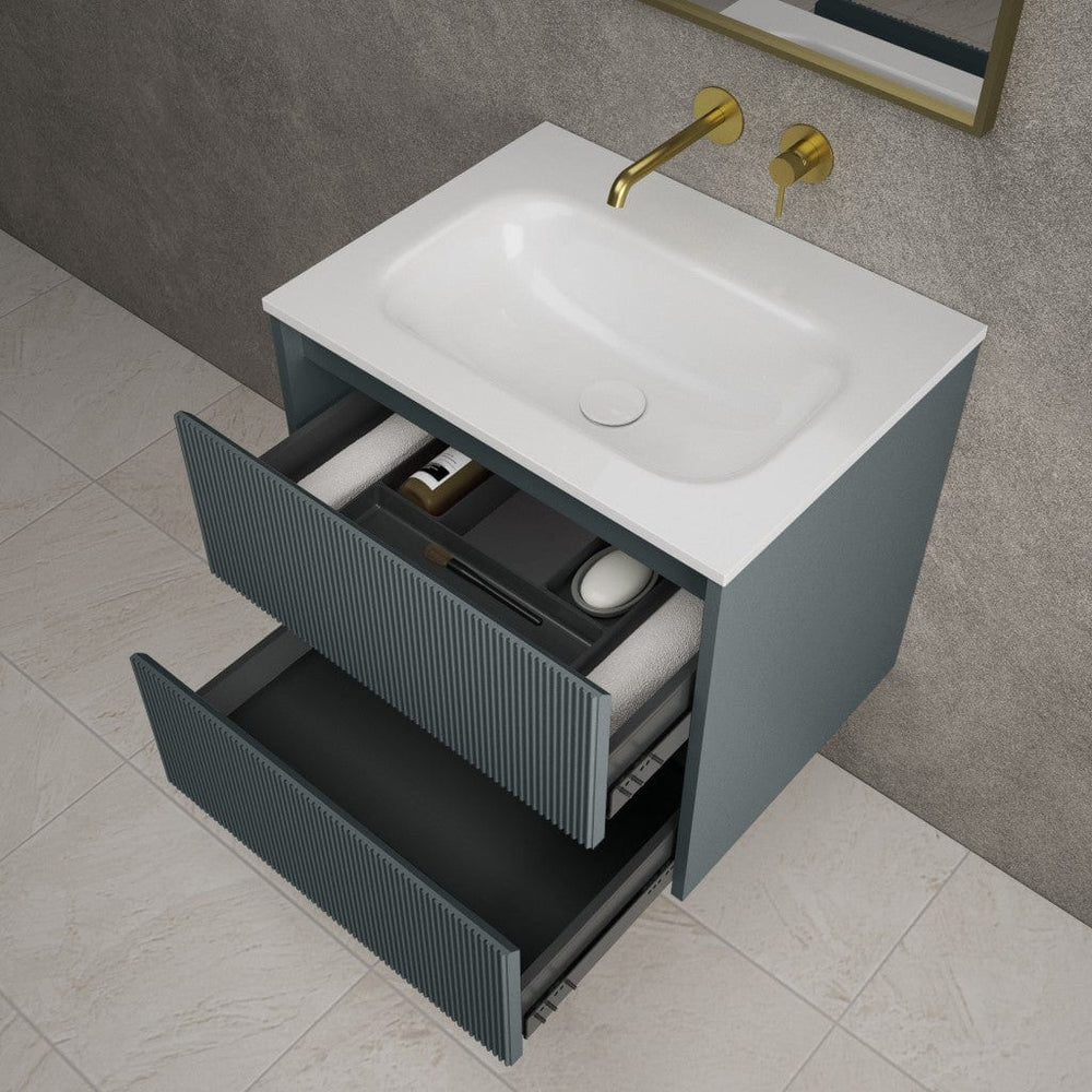 Scanalato Double Drawer Vanity Unit  With Beyondstone Basin - Anthracite 600mm