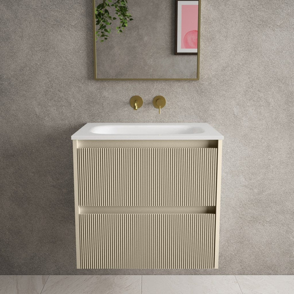 Scanalato Double Drawer Vanity Unit  With Beyondstone Basin - Cashmere 600mm