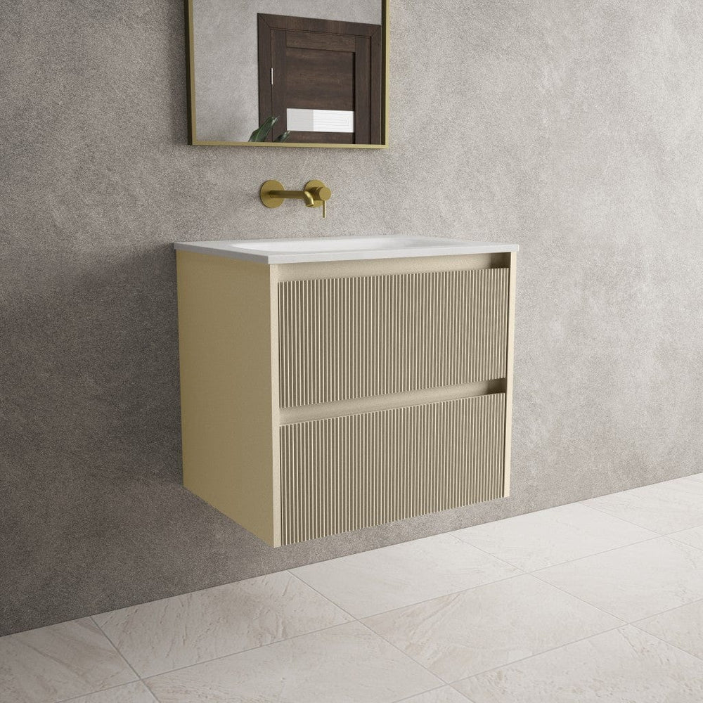 Scanalato Double Drawer Vanity Unit  With Beyondstone Basin - Cashmere 600mm