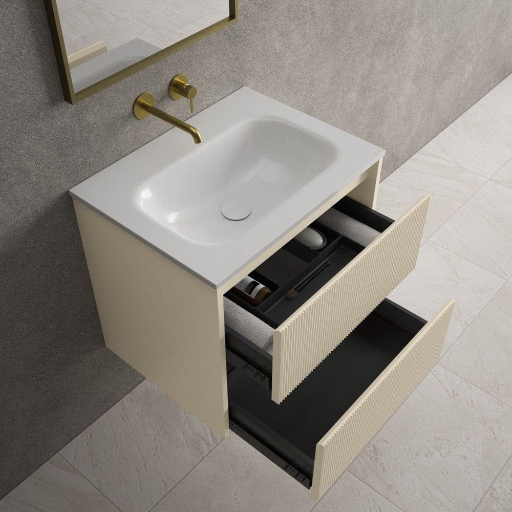 Scanalato Double Drawer Vanity Unit  With Beyondstone Basin - Cashmere 600mm