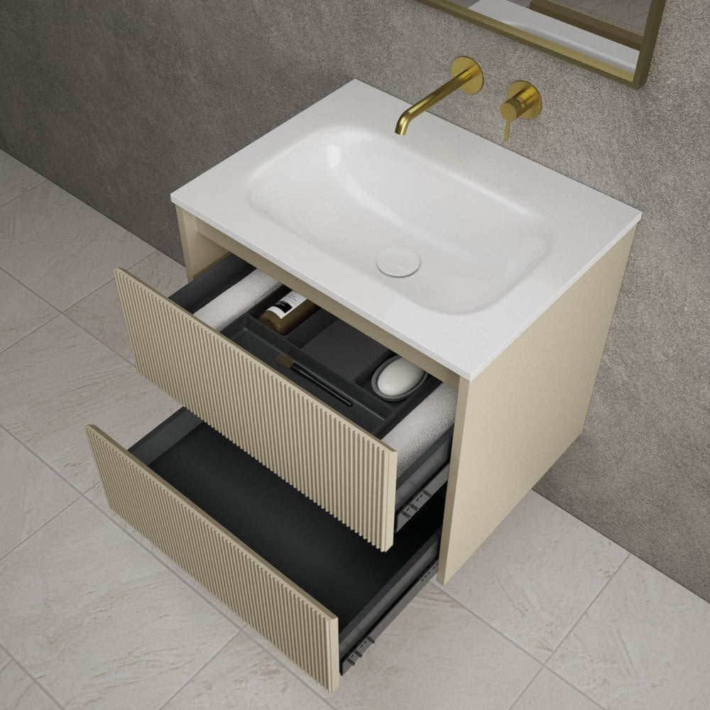 Scanalato Double Drawer Vanity Unit  With Beyondstone Basin - Cashmere 600mm