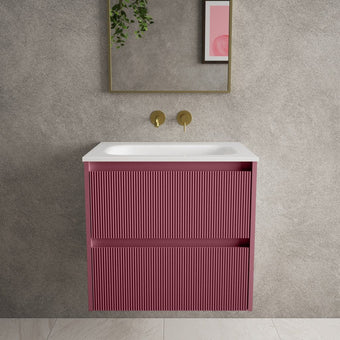 Scanalato Double Drawer Vanity Unit  With Beyondstone Basin - Mineral Red 600mm
