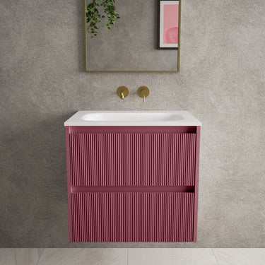 Scanalato Double Drawer Vanity Unit  With Beyondstone Basin - Mineral Red 600mm