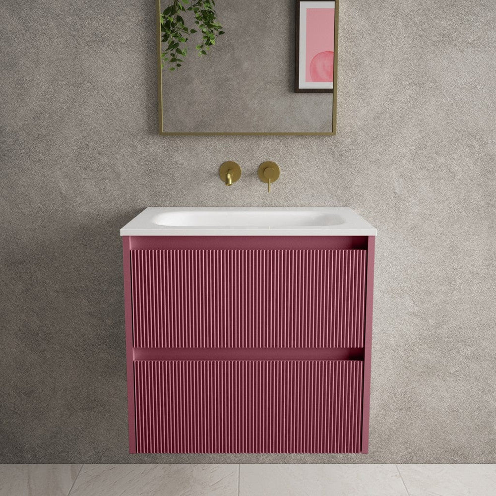 Scanalato Double Drawer Vanity Unit  With Beyondstone Basin - Mineral Red 600mm