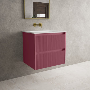 Scanalato Double Drawer Vanity Unit  With Beyondstone Basin - Mineral Red 600mm