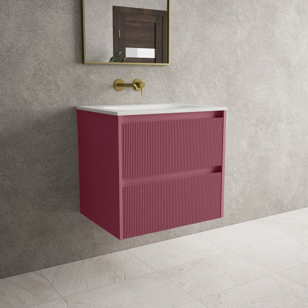 Scanalato Double Drawer Vanity Unit  With Beyondstone Basin - Mineral Red 600mm