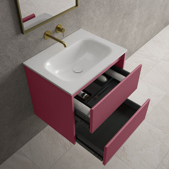 Scanalato Double Drawer Vanity Unit  With Beyondstone Basin - Mineral Red 600mm