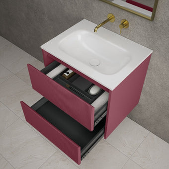 Scanalato Double Drawer Vanity Unit  With Beyondstone Basin - Mineral Red 600mm