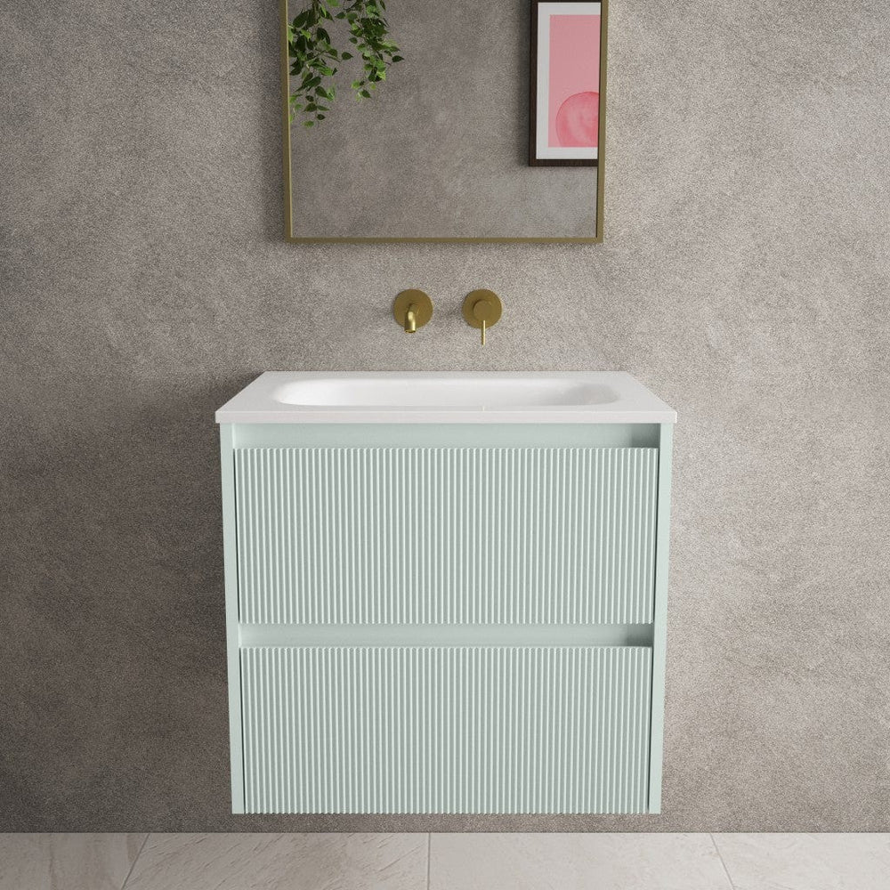 Scanalato Double Drawer Vanity Unit  With Beyondstone Basin - Peppermint 600mm