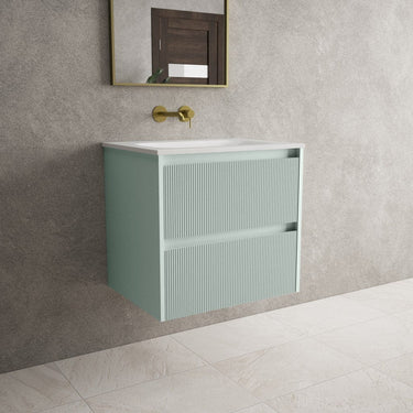 Scanalato Double Drawer Vanity Unit  With Beyondstone Basin - Peppermint 600mm