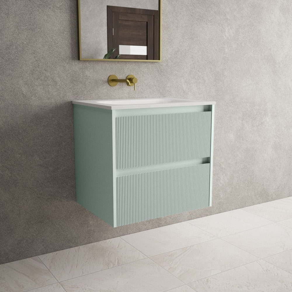 Scanalato Double Drawer Vanity Unit  With Beyondstone Basin - Peppermint 600mm