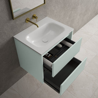 Scanalato Double Drawer Vanity Unit  With Beyondstone Basin - Peppermint 600mm