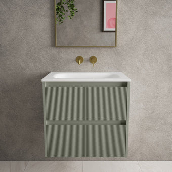 Scanalato Double Drawer Vanity Unit  With Beyondstone Basin - Pistachio 600mm