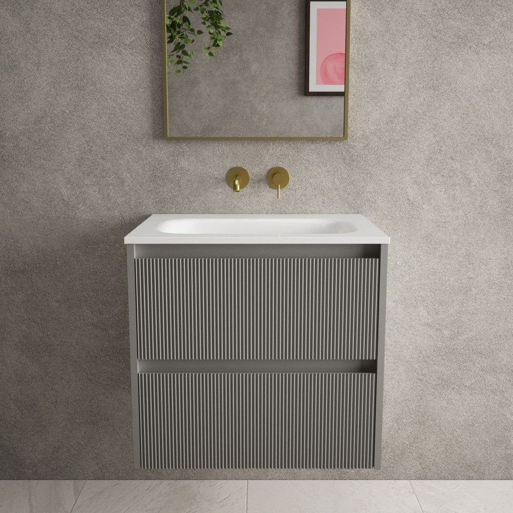 Scanalato Double Drawer Vanity Unit  With Beyondstone Basin - Rich Taupe 600mm