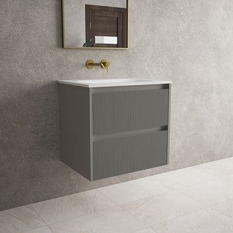 Scanalato Double Drawer Vanity Unit  With Beyondstone Basin - Rich Taupe 600mm