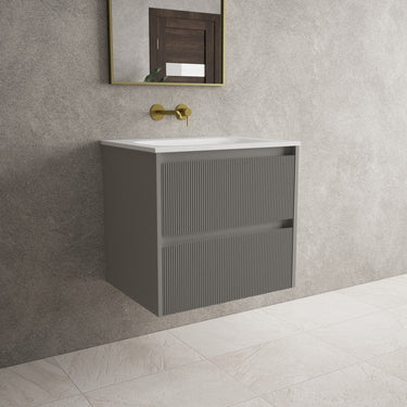 Scanalato Double Drawer Vanity Unit  With Beyondstone Basin - Rich Taupe 600mm