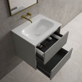 Scanalato Double Drawer Vanity Unit  With Beyondstone Basin - Rich Taupe 600mm