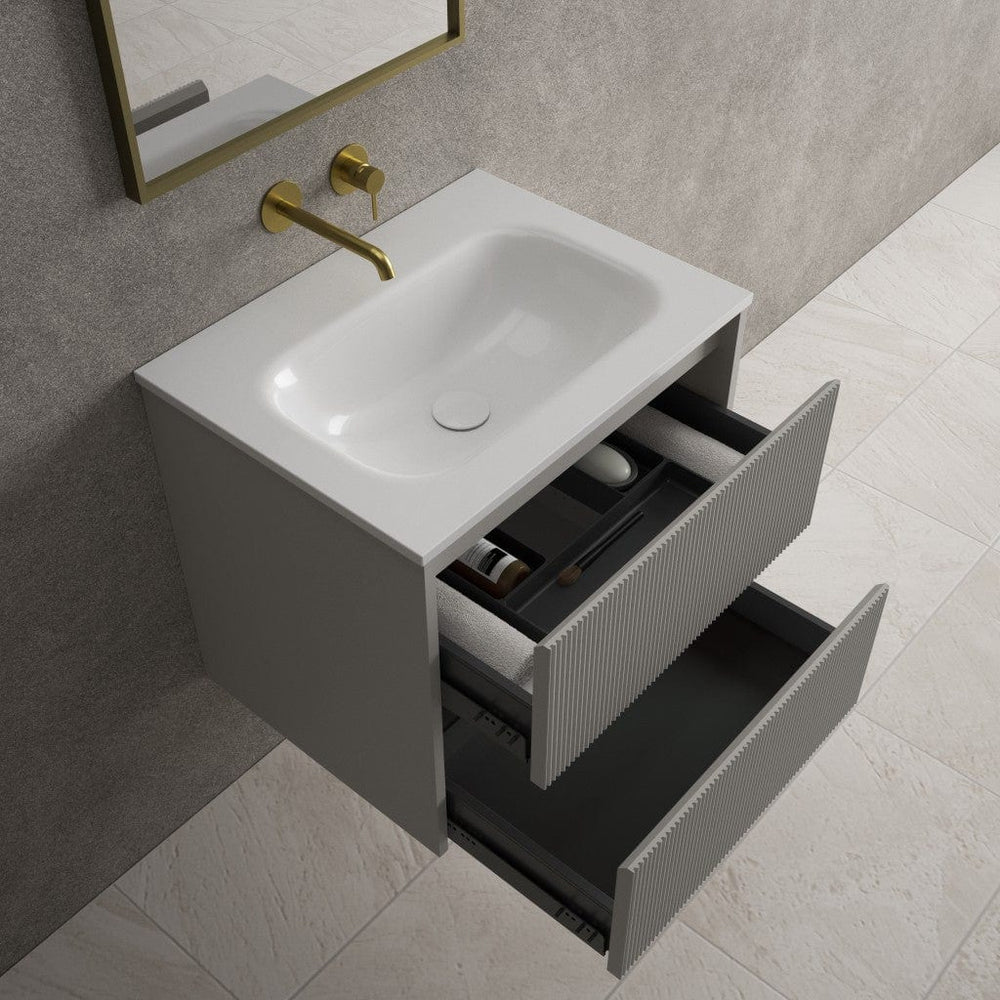 Scanalato Double Drawer Vanity Unit  With Beyondstone Basin - Rich Taupe 600mm