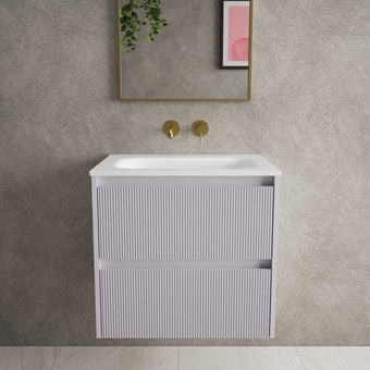 Scanalato Double Drawer Vanity Unit  With Beyondstone Basin - Soft Violet 600mm