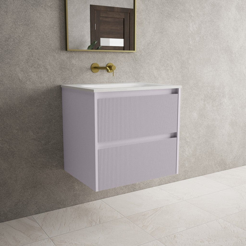 Scanalato Double Drawer Vanity Unit  With Beyondstone Basin - Soft Violet 600mm