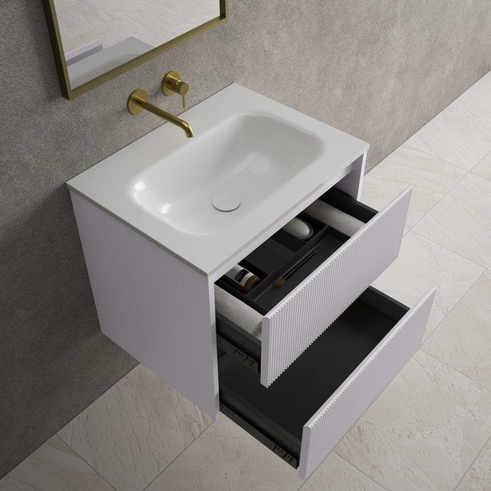 Scanalato Double Drawer Vanity Unit  With Beyondstone Basin - Soft Violet 600mm