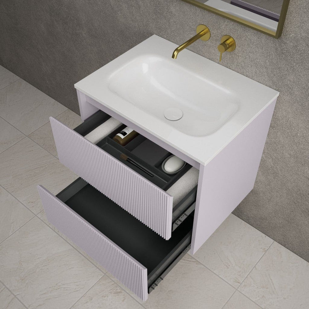 Scanalato Double Drawer Vanity Unit  With Beyondstone Basin - Soft Violet 600mm