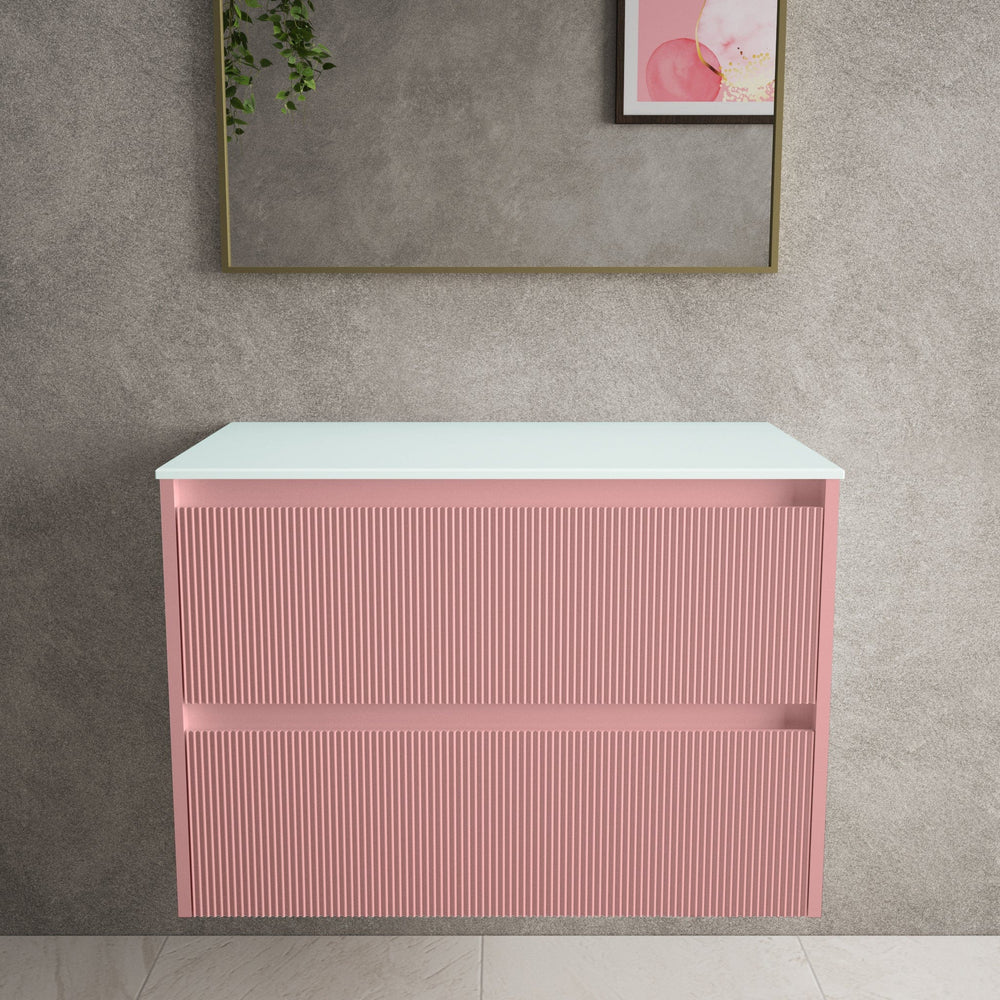 Scanalato Double Drawer Countertop Vanity Unit - Dusky Pink 800mm