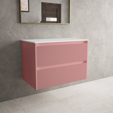 Scanalato Double Drawer Countertop Vanity Unit - Dusky Pink 800mm