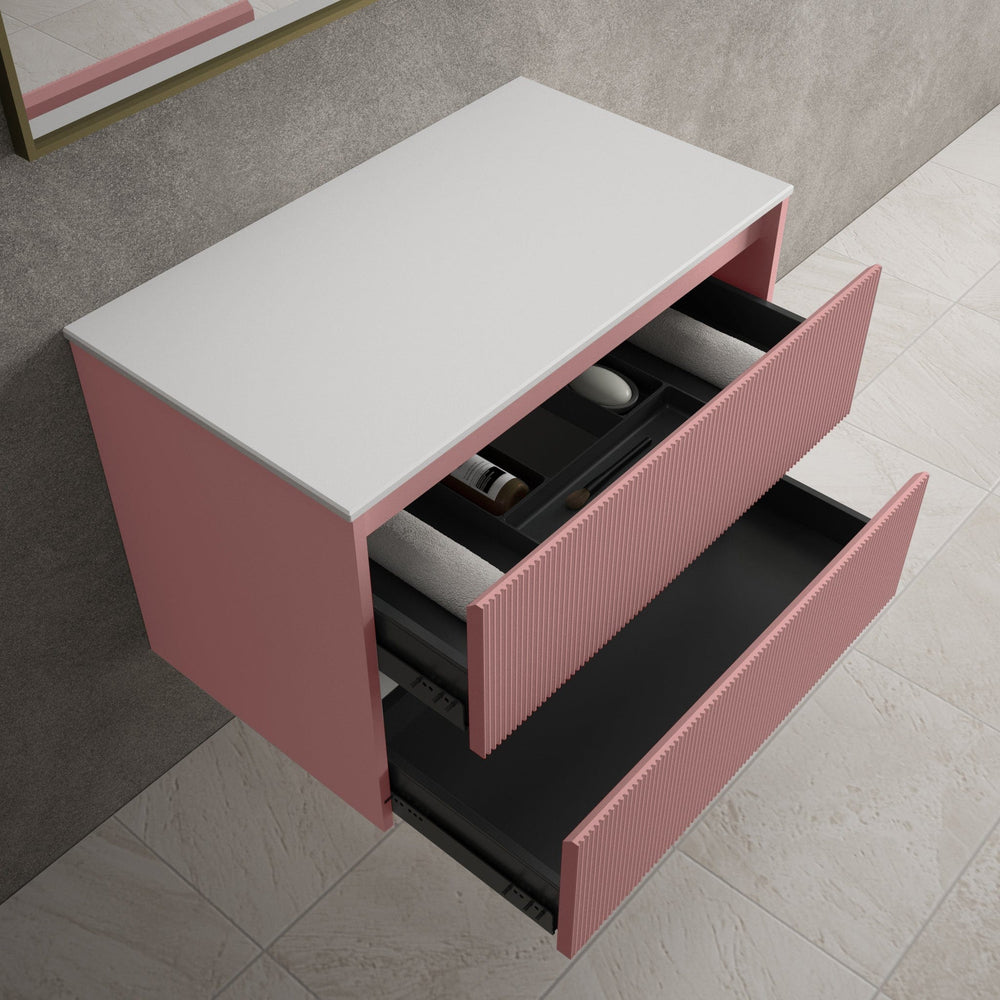 Scanalato Double Drawer Countertop Vanity Unit - Dusky Pink 800mm