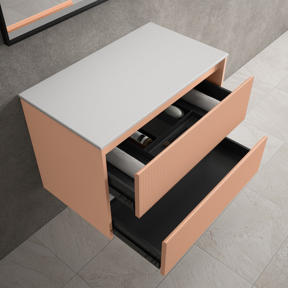 Scanalato Double Drawer Countertop Vanity Unit - Peach Fuzz 800mm