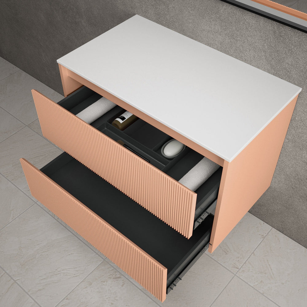 Scanalato Double Drawer Countertop Vanity Unit - Peach Fuzz 800mm