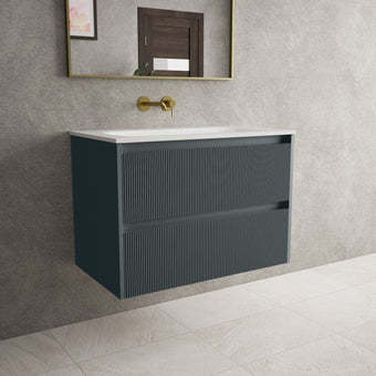 Scanalato Double Drawer Vanity Unit  With Beyondstone Basin - Anthracite 800mm