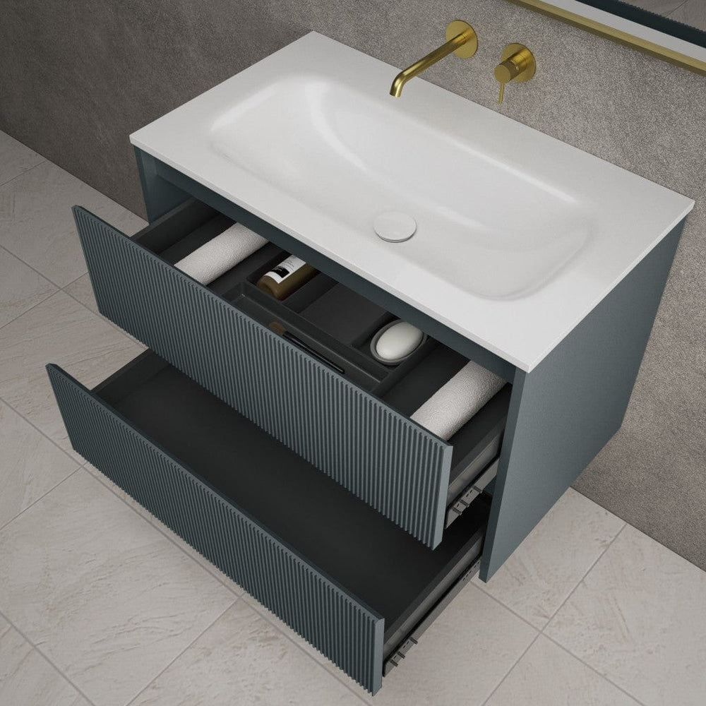Scanalato Double Drawer Vanity Unit  With Beyondstone Basin - Anthracite 800mm