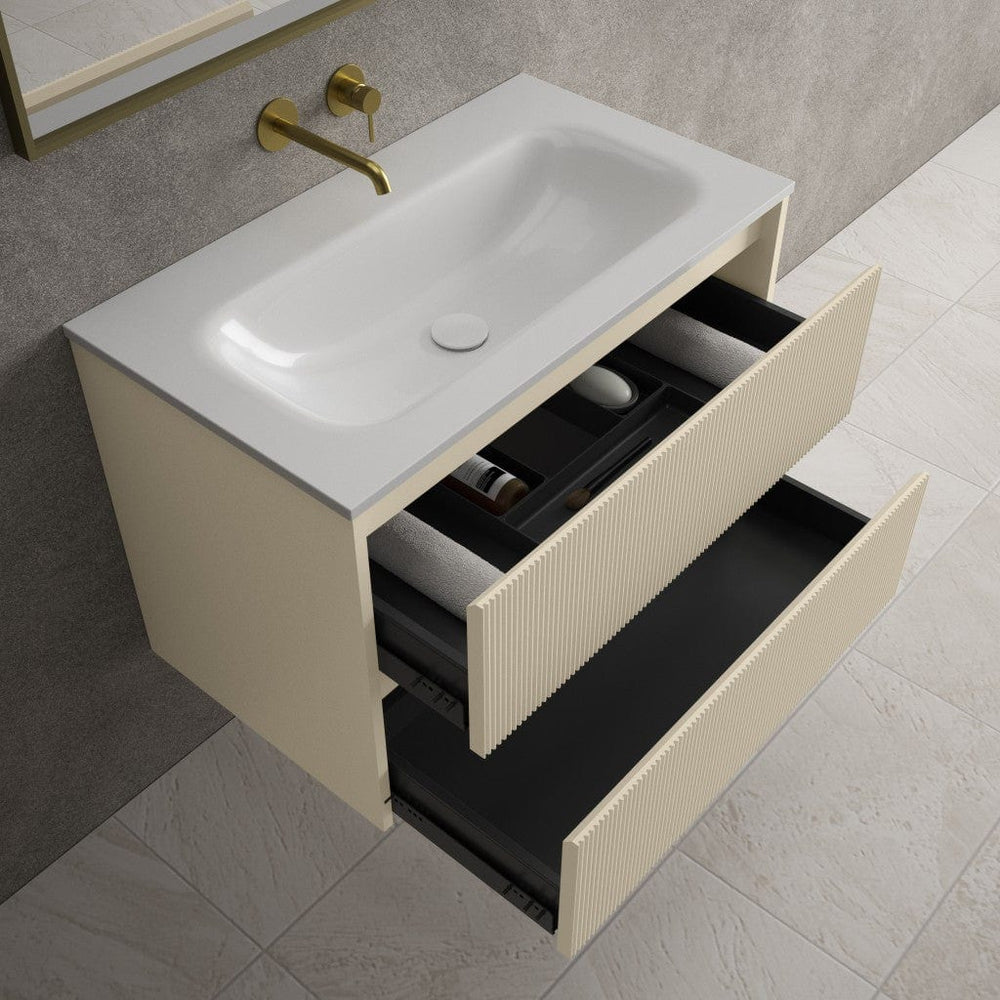 Scanalato Double Drawer Vanity Unit  With Beyondstone Basin - Cashmere 800mm