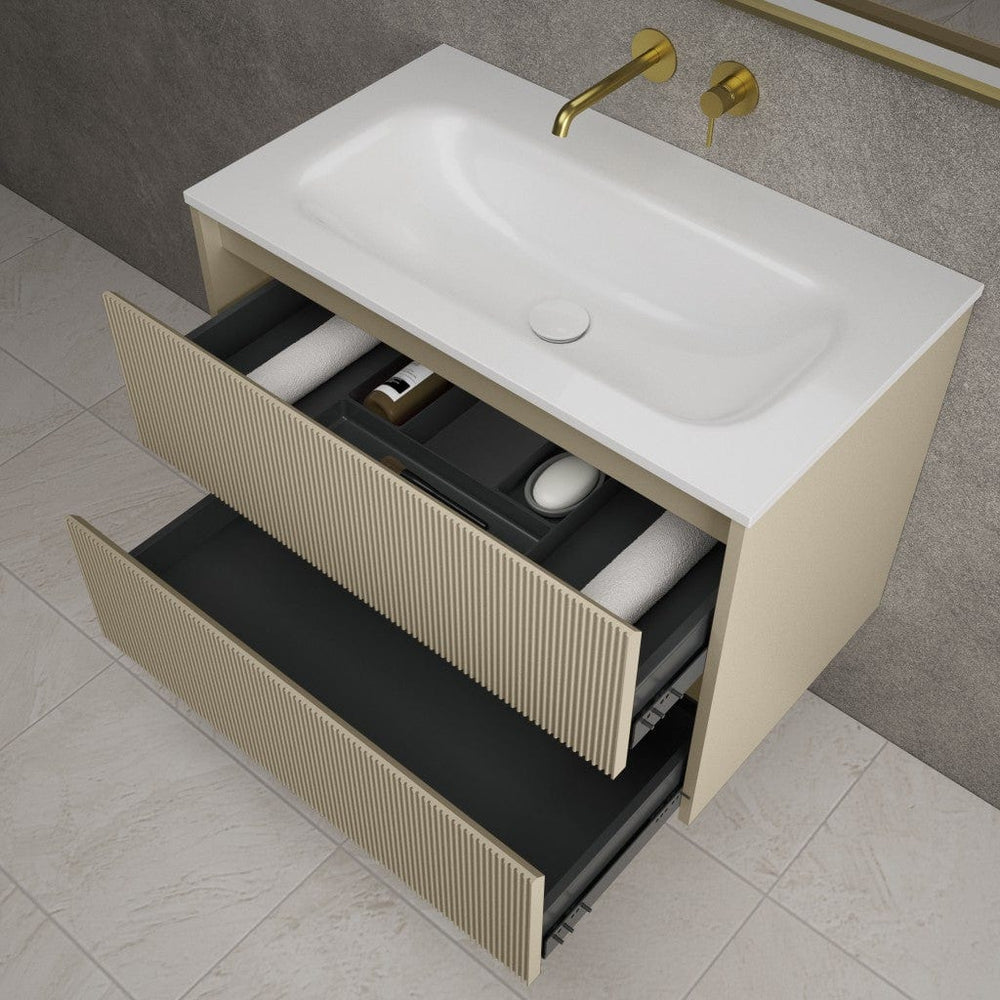 Scanalato Double Drawer Vanity Unit  With Beyondstone Basin - Cashmere 800mm