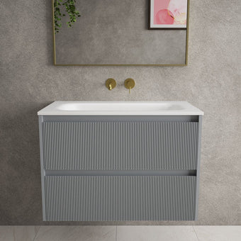 Scanalato Double Drawer Vanity Unit  With Beyondstone Basin - Dove Grey 800mm