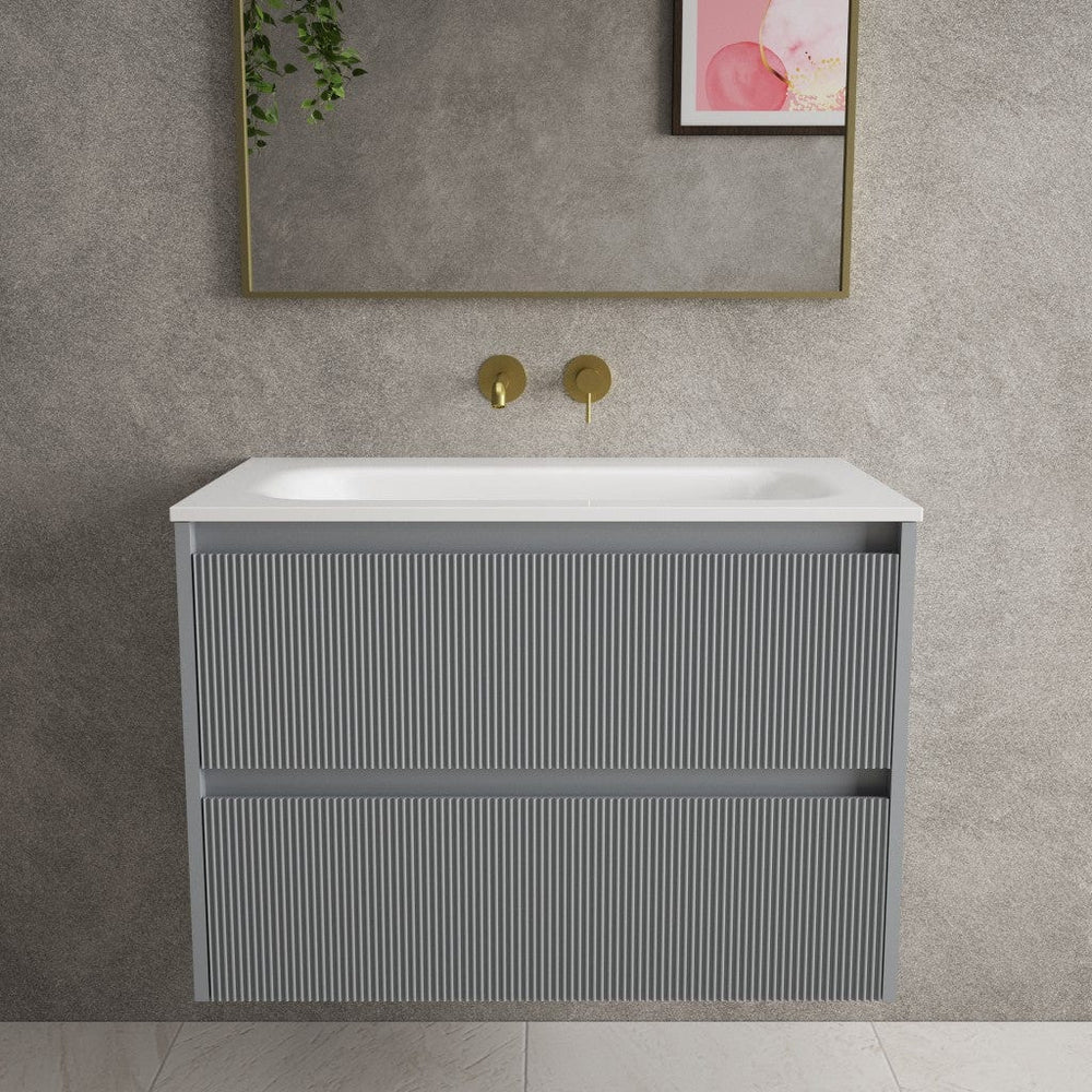 Scanalato Double Drawer Vanity Unit  With Beyondstone Basin - Dove Grey 800mm