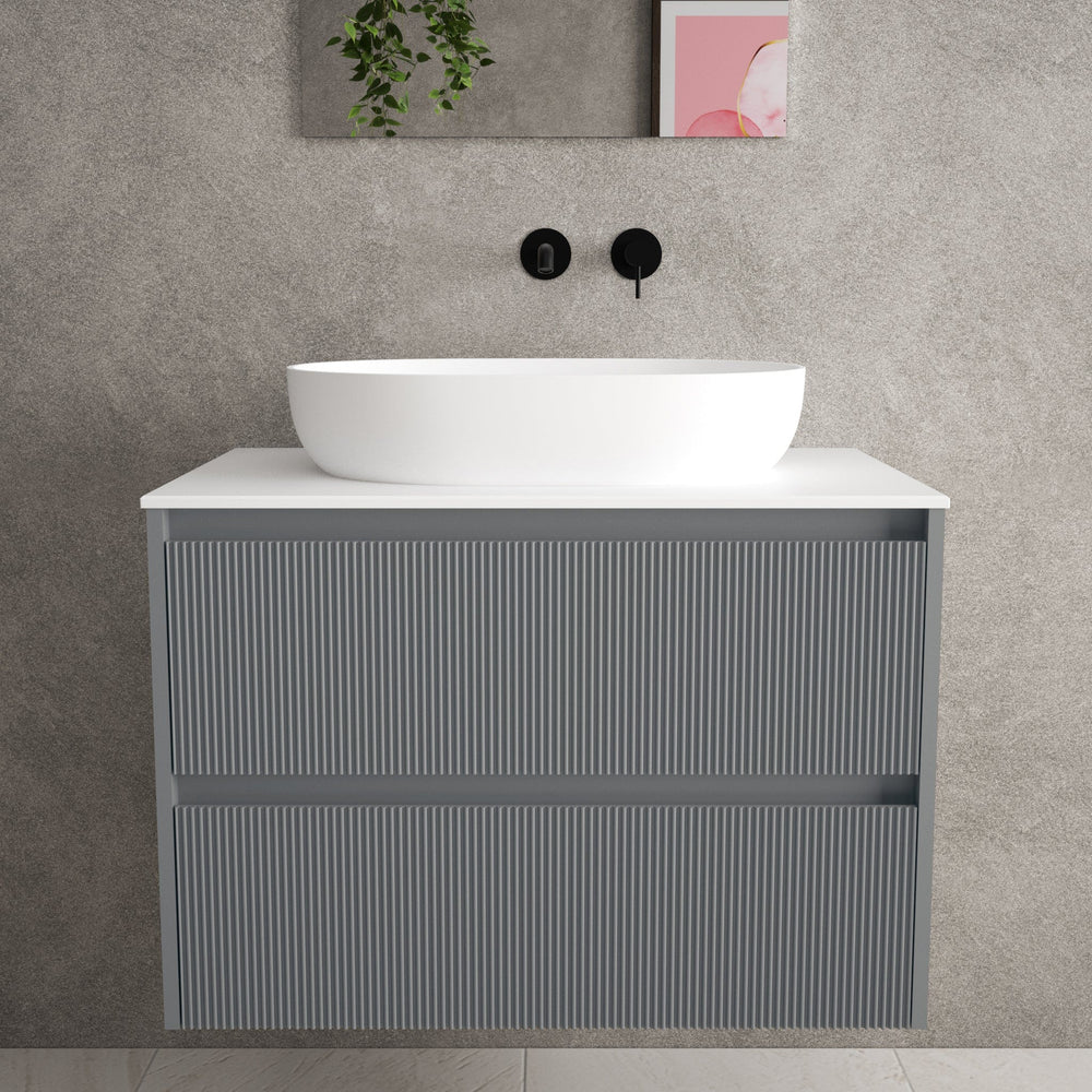 Scanalato Double Drawer Countertop Vanity Unit - Dove Grey 800mm