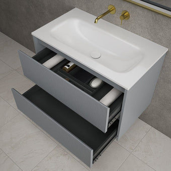 Scanalato Double Drawer Vanity Unit  With Beyondstone Basin - Dove Grey 800mm