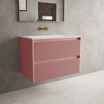 Scanalato Double Drawer Vanity Unit  With Beyondstone Basin - Dusky Pink 800mm