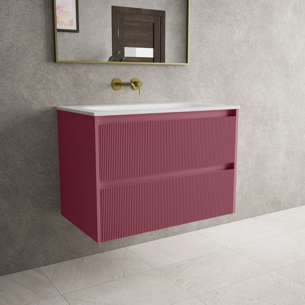 Scanalato Double Drawer Vanity Unit  With Beyondstone Basin - Mineral Red 800mm