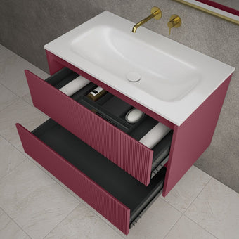 Scanalato Double Drawer Vanity Unit  With Beyondstone Basin - Mineral Red 800mm